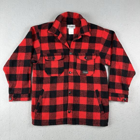 Vintage Codet Jacket Men’s Medium Buffalo Plaid Red Black Wool Hunting - Picture 1 of 16